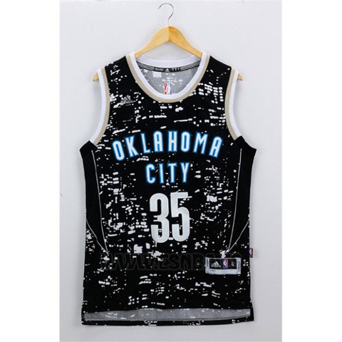 Camiseta Luces De La Ciudad Oklahoma City Thunder Kevin Durant #35 Negro